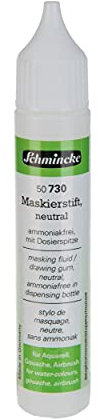Schmincke - Stylo de masquage neutre, 25 ml, 50 730 005, liquide de masquage incolore pour couvrir des zones de tableaux sur papier aquarelle, carton à dessin lisse, sans ammoniaque