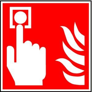 Dreifke® Brandschutzzeichen, Brandmelder F005 DIN EN ISO 7010 Kunststoff langnachleuchtend rot/weiß 200x200mm