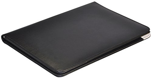 Monolith Leather Conference Folder with A4 Pad - Black | Writing case in black including pad for notes and documents