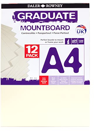 Daler-Rowney Graduate A4 Thick Cream Core Mountboard 12 x Ivory | 1.25mm Thick, Smooth Surface, For Students and Displays