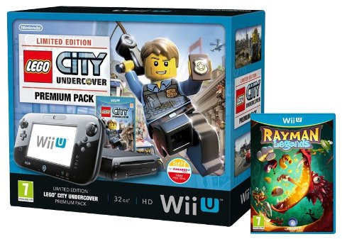 Nintendo Wii U 32GB Premium Pack with Rayman Legends And LEGO City Undercover - Black