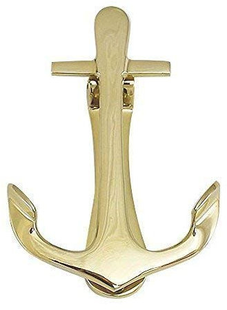 linoows Türklopfer in Anker Form, Maritimer Kajüten Türklopfer, Messing poliert