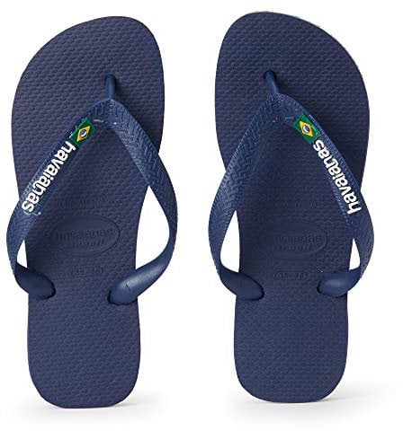 Havaianas Unisex Kid's Brasil Logo (Mini Me) Flip Flops, Navy Blue, 13 Child UK