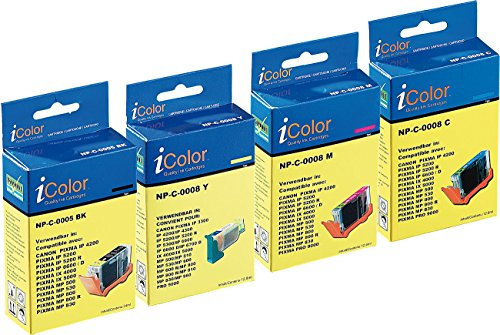 iColor Farbpatronen: Color-Pack für Canon (ersetzt PGI-5BK/CLI-8C/M/Y) (Pixma Ix 4000, Canon, Tintenstrahldrucker)