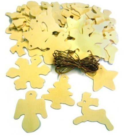 Major Brushes Mixed Wooden Christmas Tree Decorations - Pack 50