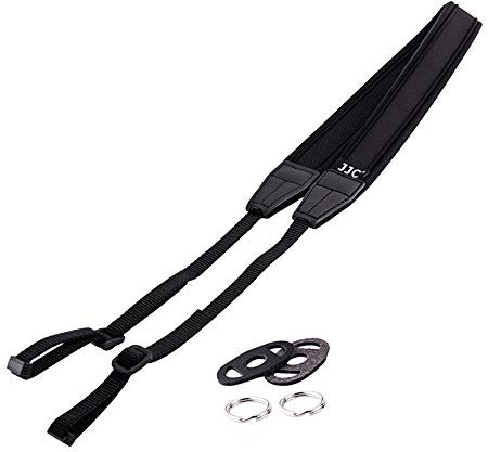JJC Neoprene Kamera Tragegurt Umhängeband Kameragurt für Sony ZV-1F ZV-E10 A6000 Fuji X-HALF X-T5 X-T50 X-T30II X-M5 X100VI X100V EOS M6II R7 R10 G7X G5X OM-D E-M10 Kamera Schwarz