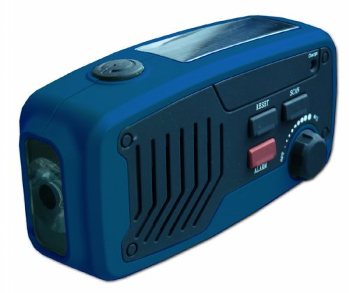 Powerplus Panther tragbares Solarradio Dynamoradio mit integrierter Taschenlampe Handyladefunktion und Ladegerätblau