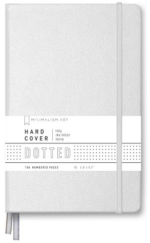 Minimalism Art Edición Premium Notebook Journal, Medio A5 5.8 x 8.3 pulgadas, salpicado de cuadrícula de la página, tapa dura, 234 páginas numeradas, a prueba de tinta 120gsm Papel (blanco)