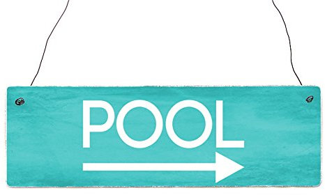 Interluxe Shabby Vintage Schild Türschild Pool RECHTS Türschild Deko Wellness Wegweiser