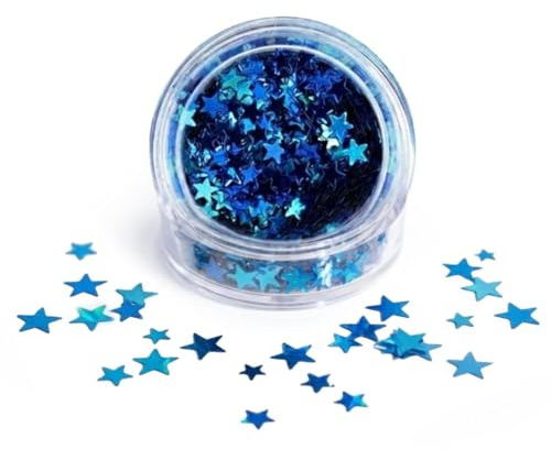 Stargazer Blue Star Face & Body Glitter - Makeup Stars for Face, Body & Festival Looks - Party & Costume Makeup - Cruelty-Free