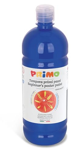 PRIMO - Tempere Lavabili per Bambini +3 Anni e Principianti in Bottiglia da 1L, Colori a Tempera Primi Passi per Dipingere su Carta, Stoffa, Vetro e Altro, Lavoretti Creativi per Bambini e Hobby