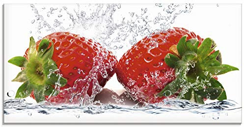 ARTland Wanddeko Glasbilder Wandbild Glas Bild einteilig 60x30 cm Querformat Früchte im Wasser Obst Erdbeere Frucht Cocktails Bar Modern T5SP