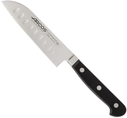 Arcos Séries Clasica - Couteau Santoku - Lame Acier Inoxydable Forgé Nitrum 140 mm - Manche Polyoxyméthyléne (Pom) Couleur Noir