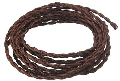 FANTON cavo elettrico tessile colore marrone treccia seta 10mt 3G1.5 filo rivestito in tessuto vintage stile retrò per lampadari applique 93868-10
