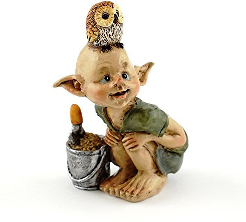 Top Collection Miniatur-Feen- und Terrarium-Gartenfigur mit Schaufel und Eimer, klein, Hellbraun, silberfarben