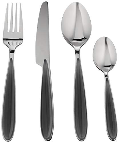 Brandani 54289, Set 16 posate grigio perla acciaio inox, per 4 persone