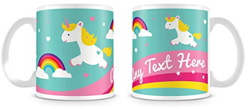 MUGGZ Unicorns and Rainbows Personalised Mug/Cup Present for Girls (Customise with Name) – Custom Funny Coffee Mug – Unique Gift for Friends & Family