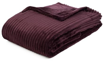 Gözze - Kuschelweiche Wohndecke in Cord Optik, 1620g/Stück, 150 x 200 cm - Brombeere