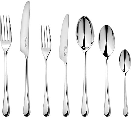 Robert Welch Iona Bright, 56 Piece Cutlery Set for 8 People. Made from Stainless Steel. Dishwasher Safe.