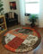 The Rug House Milan Traditioneller Rund Kreis Teppich mit Patchwork-Muster für das Wohnzimmer in Braun, Rot, Orange, Beigen & Crème 120cm Durchmesser