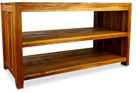 livasia Asiatisches Sideboard aus Massivholz – 90x45x50cm – Handgefertigt, Kommode aus nachhaltigem Teak Holz, Robust und Zeitlos (Braun)