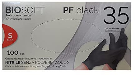 Guanti da esplorazione in nitrile senza polvere AQL 1.0, elevata resistenza e ottimo grip, conf. 100 pezzi (Taglia S)