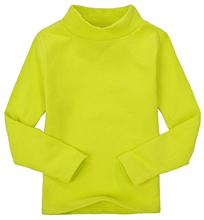 CuteOn Bambini Kids Alto Collo Manica Lunga Cotone T-Shirt Top Camicia di T Lemon Green 3 Anni