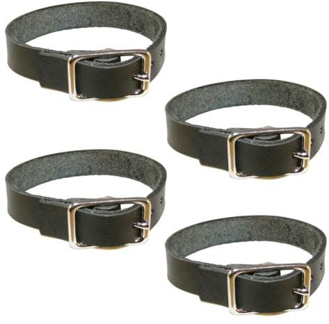 Befestigungsriemen 4er Pack - Lederriemen aus schwarzem Blankleder (25 Zentimeter)