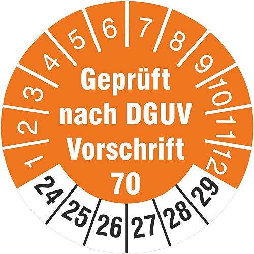 100 Prüfetiketten 30 mm geprüft DGUV Information Vorschrift 70 Fahrzeuge 2024-29