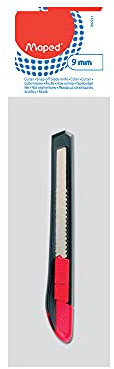 Maped - Cutter professionnel - Start - Cutter pour droitier - Design rouge et noir - Verrouillage manuel de la lame - Coupe lames intégrée - Cutter de précision de 9 mm