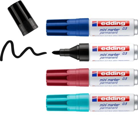 Edding 0.5 mini marker 4-05-4-1 Permanentmarker Schwarz, Blau, Rot, Hellblau wasserfest: Ja