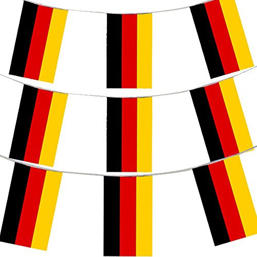 German Flag Bunting - 10m 33ft - 20 Flag - Plastic all Weather Germany Bunting Decoration for Indoor Outdoor Sporting Events, Street Parties, Festivals and Celebrations