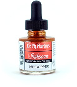 Dr. Ph. Martin's Iridescent Calligraphy Color (16R) Ink Bottle, 1.0 oz, Copper, 1 Bottle