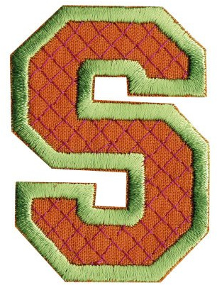 Aufnäher Patches - Buchstabe S - Gr. ca. 6cm - 21521 grün-orange