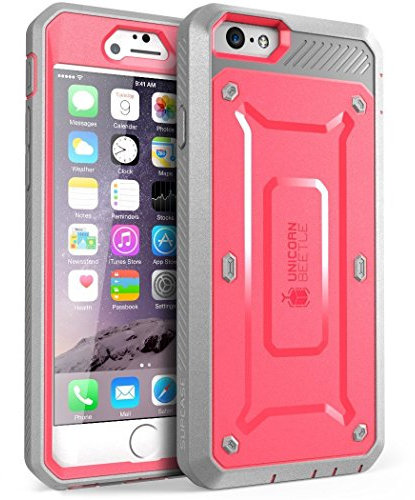 SUPCASE Unicorn Beetle Pro Belt Clip Holster Case for iPhone 6s Plus, Pink/Gray