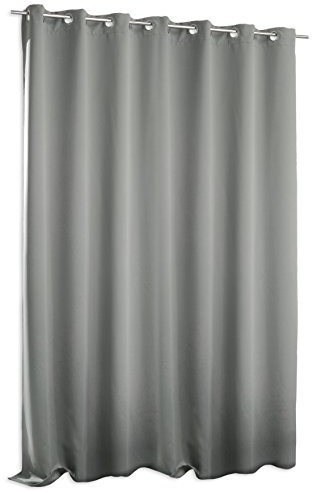 Verdunklungsgardine Blackout extra breit ca. 295x245 cm Ösen Vorhang Blickdicht Gardine #1389 (grau dunkel)