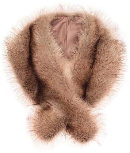 Futrzane Classic Chale - Etole Fausse Fourrure Femme - Echarpe Col pour Manteau (D'or Classic)