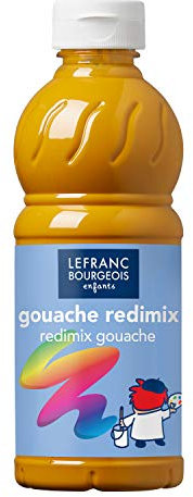 Lefranc Bourgeois - Gouache liquide Redimix pour enfants - Bouteille 500ml - Ocre jaune