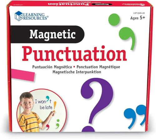 Learning Resources Magnetische Satzzeichen, ab 5 Jahren, Whiteboard Lernspiel, fördert Grammatik und Rechtschreibung, 36 Bunte Magnete, überdimensionale Satzzeichen für Unterricht
