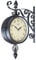 Doppelseitige Wanduhr H31cm Metall antike Bahnhofsuhr im rustikalen Retro Look - Landhausstil Kolonialstil nostalgische Metalluhr