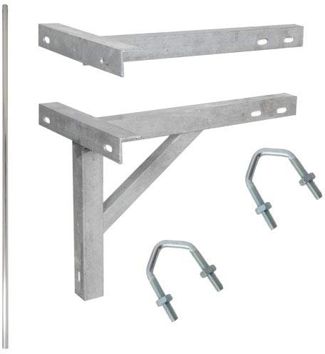 10 Foot 3.05m - TV Aerial Pole & T K Bracket - Long Mast Wall Mounting Install Kit - Loops