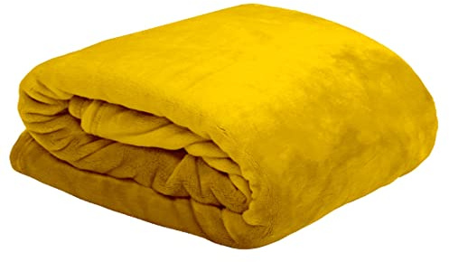 LOVELY CASA p25792017 Kuscheltier Plaid Polyester Gelb 130 x 160 cm