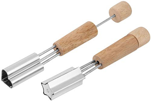 Fackelmann Deko-Ausstecher, Herz- oder Sternausstecher - nicht frei wählbar, Gemüse- und Obstausstecher mit Funktionsteil aus Edelstahl (Farbe: Braun/Silber), Menge: 1 Stück