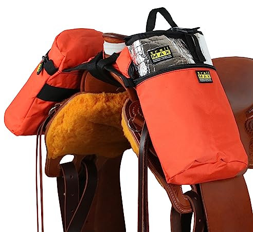 TrailMax Große Horn-Satteltaschen; Hornsatteltaschen für Pferde; Trail-Riding Satteltaschen für Western- & Endurance-Sättel; doppelt genäht, 600 Denier Poly-Satteltaschen; Orange