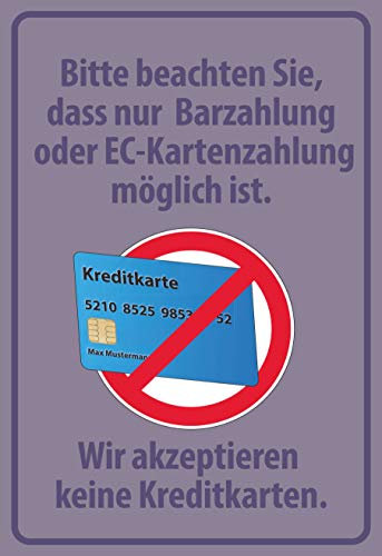 SCHILDER HIMMEL anpassbares Nur Bargeld Schild 29x21cm Kunststoff, Nr 615 eigener Text/Bild verschiedene Größen/Materialien