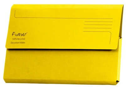 Exacompta Forever Document Wallets - Perfect for Storing Documents - Recycled 290 gsm Board - 34.5 x 24.5 cm in Size - A4/Foolscap - Yellow - Pack of 25.