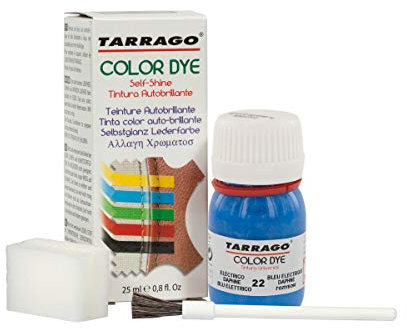 Colori e Tinture per Scarpe o Borse 25 ml | Pelle Naturale e Sintetica | Con Pennello e Spugna Applicatore ((22) Blu Elettrico)