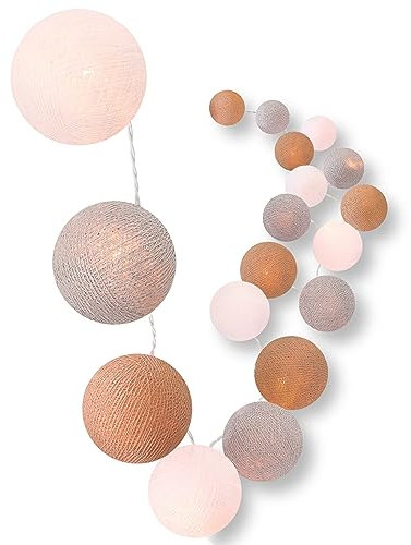 CREATIVECOTTON LED Lichterkette mit Cotton Balls inkl. Timer und Dimmer (Ambiance, 20 Kugeln)