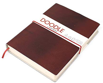 Artway Doodle - Tagebuch/Skizzenbuch - Zeichenpapier - Umschlag aus weichem Echtleder - 175 x 125 mm - 82 Blatt mit 150 g/m² - Kastanienbraun