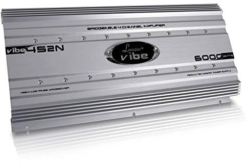 Premium Lanzar Car Audio, Amplificatore Car Audio, Car Stereo Amplifier, 6000 Watt, 4 Canali, Amplificatore Mosfet, Ingresso RCA, Subwoofer Bass Control, Amplificatore di potenza, Indicatore LED,